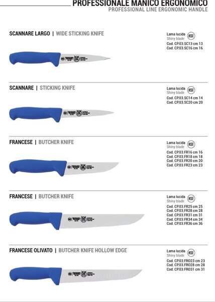 Coltello Santoku Professionale manico protetto cm 18, colore Blu manico in ergonomico impugnatura protetta