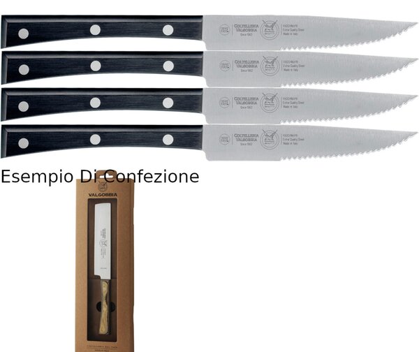 Coltelli da Bistecca lama Stretta manicatura paperStone set di 4 pezzi in confezione regalo 18/10 120 mm colore nero