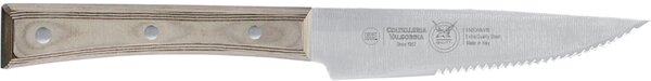 Coltello bistecca Largo con lama seghettata cm 12, colore nocciola, manico in paperstone perfetto per carni e bistecche di spessore