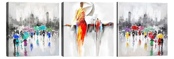 Set di 3 dipinti Dancing in the Rain - Tablo Center