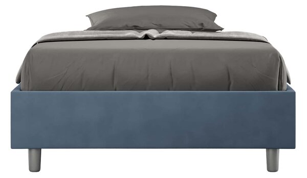 Letto contenitore 140x190 cm in tessuto blu ADELE