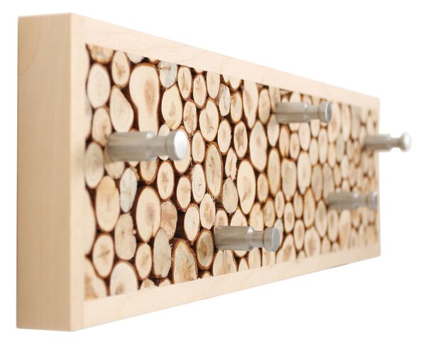 Appendiabiti Juniper in legno massello, acciaio, dimensioni 45 x 5,5 (with pegs) x h12 cm, peso 1,5 Kg, finitura legno, ginepro