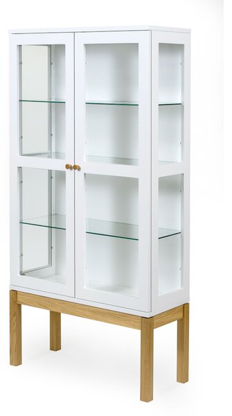 Vetrina AbbeyWood in legno ingegnerizzato e solido, vetro, dimensioni 88 x 35 x h174 cm, peso 60 Kg, finitura bianco, rovere