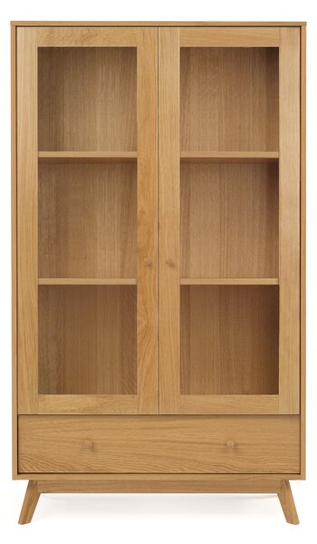 Vetrina Kensal in legno ingegnerizzato e solido, vetro, dimensioni 100 x 45 x h170 cm, peso 71 Kg, finitura quercia
