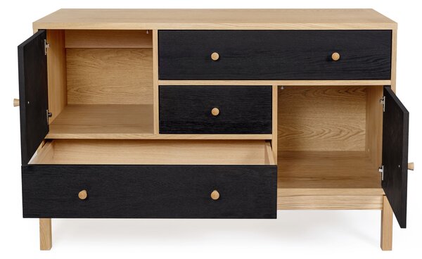Credenza AbbeyWood Rovere carbone in legno ingegnerizzato e massiccio, dimensioni 120 x 45 x h79 cm, peso 48 Kg, finitura Rovere , Carbone