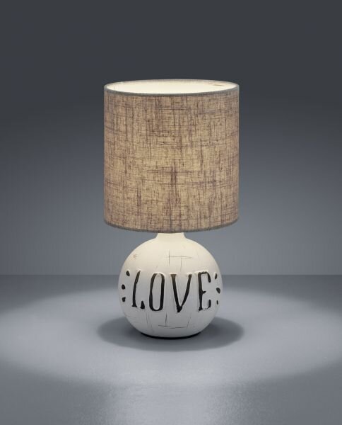 Lampada da tavolo esna ceramica con scritta e paralume marrone r506