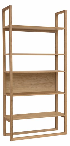 Libreria NewEst in legno ingegnerizzato e massiccio, dimensioni 90 x 32 x h185 cm, peso 29 Kg, finitura legno di quercia