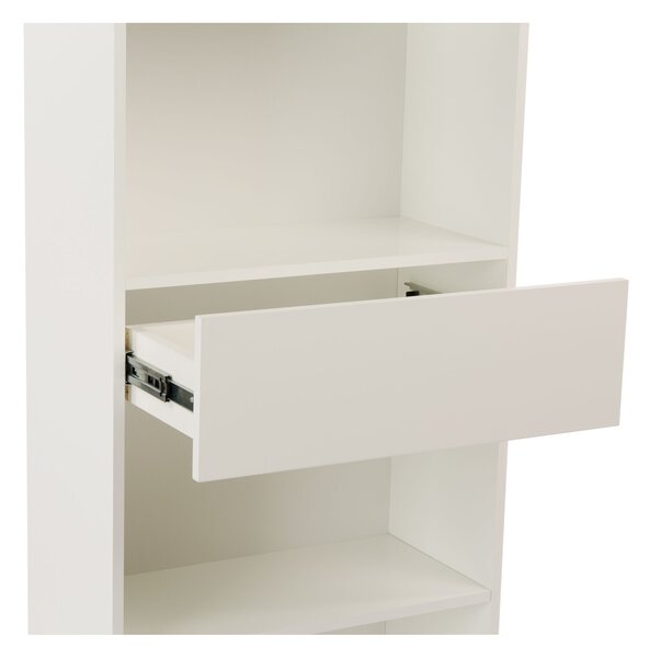 Libreria Blanco in legno ingegnerizzato e massiccio, dimensioni 62 x 32 x h180 cm, peso 29 Kg, finitura bianco, rovere