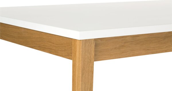 Tavolo da pranzo Blanco in legno ingegnerizzato e massiccio, dimensioni 165 x 90 x h76 cm, peso 37 Kg, finitura bianco, rovere