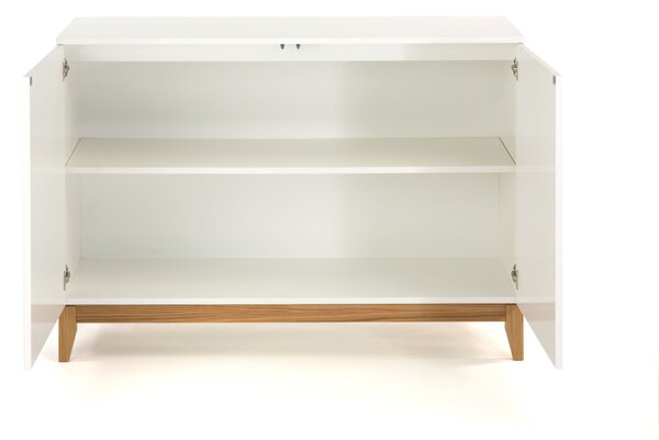 Credenza Blanco in legno ingegnerizzato e massiccio, dimensioni 120 x 48 x h85 cm, peso 40 Kg, finitura bianco, rovere