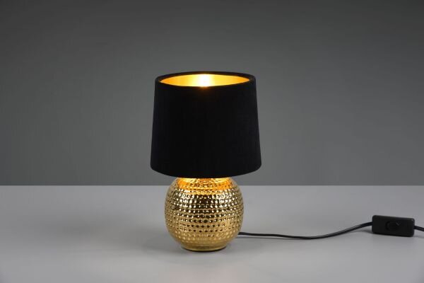 Lampada sophia base ceramica oro e paralume effetto velluto h.26cm 