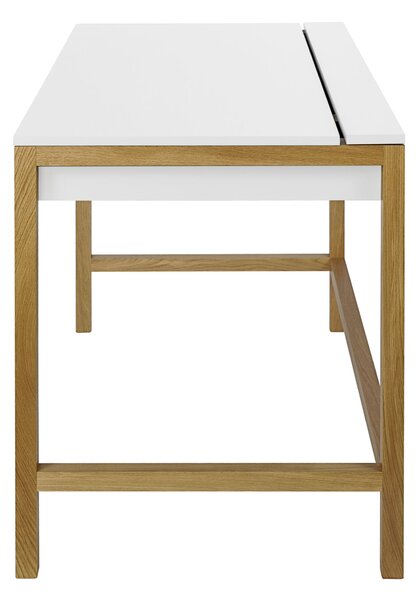 Scrivania Northgate MEL bianca in legno ingegnerizzato e massiccio, dimensioni 112 x 60 x h76 cm, peso 26 Kg, finitura rovere, bianco