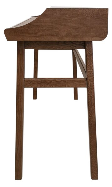 Scrivania Carteret in legno ingegnerizzato e massiccio, dimensioni 115 x 44 x h83,5 cm, peso 25 Kg, finitura noce