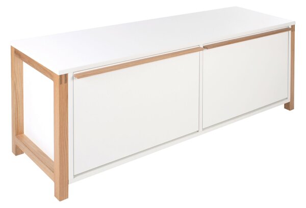 Scarpiera Northgate 2 ante in legno ingegnerizzato e solido, plastica, dimensioni 120 x 37 x h48 cm, peso 26 Kg, finitura bianco, rovere