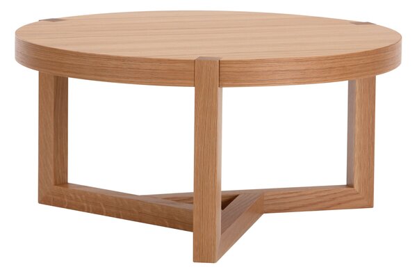 Tavolino Brentwood in legno ingegnerizzato e massiccio, dimensioni 82 x 82 x h36 cm, peso 17 Kg, finitura quercia