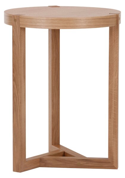 Tavolino Brentwood in legno ingegnerizzato e massiccio, dimensioni 41 x 41 x h55 cm, peso 7 Kg, finitura quercia