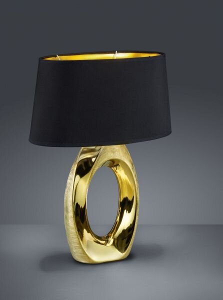 Lampada tavolo taba ceramica oro con paralume nero e oro r50521079