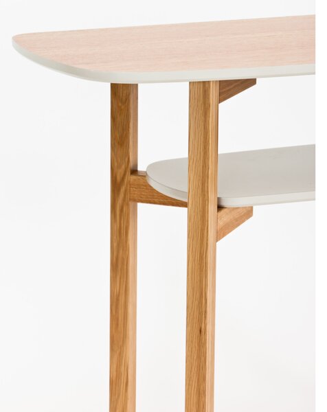 Tavolo console Cee in legno ingegnerizzato e massiccio, dimensioni 110 x 40 x h75 cm, peso 12 Kg, finitura legno, grigio chiaro