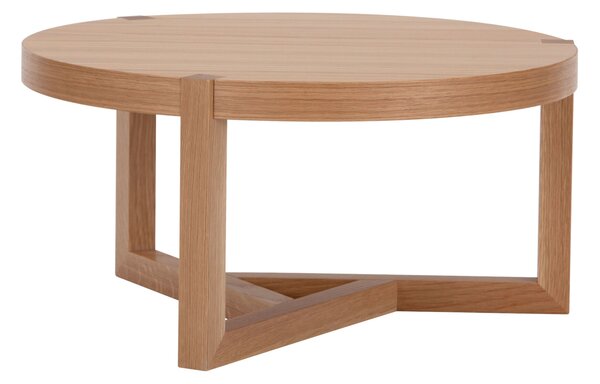 Tavolino Brentwood in legno ingegnerizzato e massiccio, dimensioni 82 x 82 x h36 cm, peso 17 Kg, finitura quercia