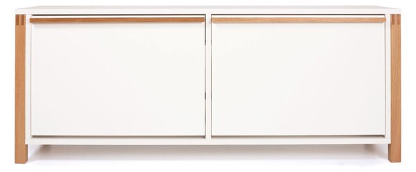Scarpiera Northgate 2 ante in legno ingegnerizzato e solido, plastica, dimensioni 120 x 37 x h48 cm, peso 26 Kg, finitura bianco, rovere