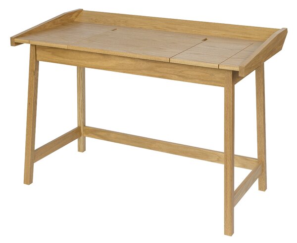 Scrivania Barone Flaptop in legno ingegnerizzato e massiccio, dimensioni 114 x 61 x h80 cm, peso 24 Kg, finitura quercia