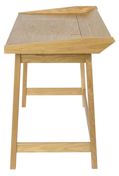 Scrivania Barone Flaptop in legno ingegnerizzato e massiccio, dimensioni 114 x 61 x h80 cm, peso 24 Kg, finitura quercia