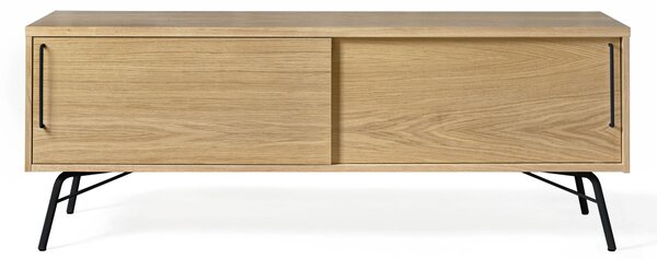 Mobile tv Ashburn nero in legno ingegnerizzato, metallo, dimensioni 145 x 44 x h53 cm, peso 40 Kg, finitura rovere, nero