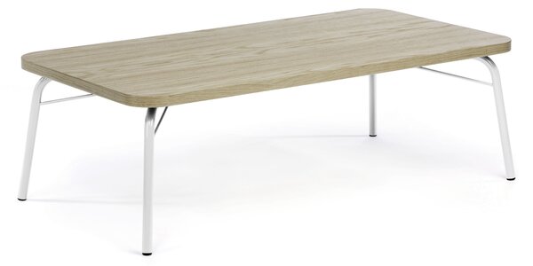 Tavolino Ashburn Bianco in legno ingegnerizzato, metallo, dimensioni 125 x 65 x h40 cm, peso 18 Kg, finitura rovere, bianco
