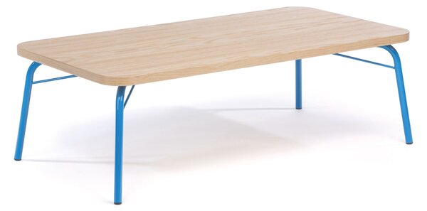 Tavolino Ashburn Blu in legno ingegnerizzato, metallo, dimensioni 125 x 65 x h40 cm, peso 18 Kg, finitura rovere, blu