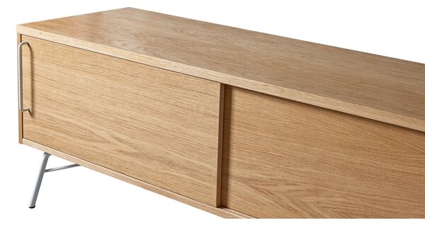 Mobile tv Ashburn Bianco in legno ingegnerizzato, metallo, dimensioni 145 x 44 x h53 cm, peso 40 Kg, finitura rovere, bianco