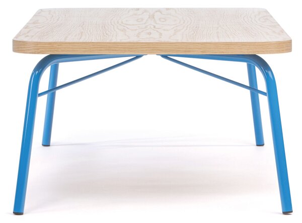 Tavolino Ashburn Blu in legno ingegnerizzato, metallo, dimensioni 125 x 65 x h40 cm, peso 18 Kg, finitura rovere, blu