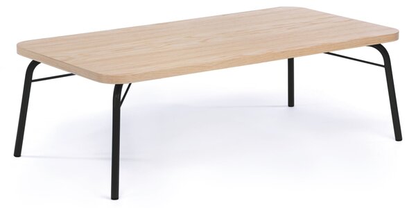 Tavolino Ashburn Nero in legno ingegnerizzato, metallo, dimensioni 125 x 65 x h40 cm, peso 18 Kg, finitura rovere, nero
