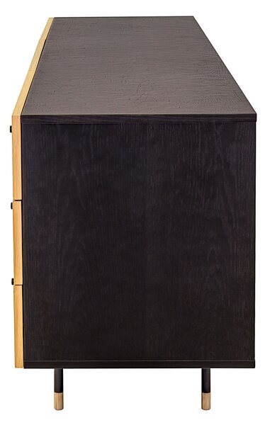 Credenza jugend rovere in legno ingegnerizzato e massiccio, acciaio, dimensioni 180 x 48 x h70 cm, peso 73 Kg, finitura rovere, nero