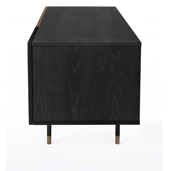 Mobile porta tv Jugend noce in legno ingegnerizzato e massiccio, acciaio, dimensioni 150 x 45 x h52 cm, peso 37 Kg, finitura Noce , nero