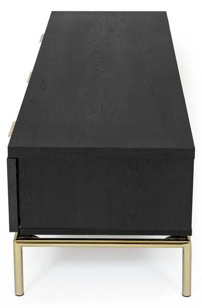 Credenza Pimlico in legno ingegnerizzato e solido, metallo, dimensioni 150 x 44 x h40 cm, peso 47 Kg, finitura rovere, nero carbone