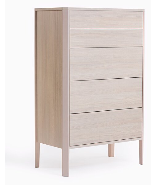 Cassettiera Oslo alta in legno ingegnerizzato e massiccio, dimensioni 75 x 42 x h118 cm, peso 47 Kg, finitura Legna leggera
