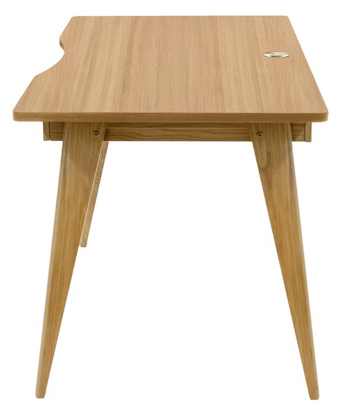 Scrivania Nice in quercia in legno ingegnerizzato e massiccio, dimensioni 140 x 70 x h75 cm, peso 35 Kg, finitura quercia