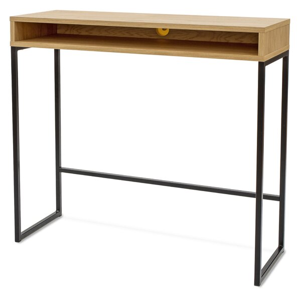 Scrivania alta frame in legno ingegnerizzato, metallo, dimensioni 100 x 35 x h92 cm, peso 12 Kg, finitura nero, rovere