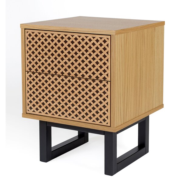 Comodino Diamond Camden Bedroom in legno ingegnerizzato e massiccio, dimensioni 40 x 40 x h53 cm, peso 11 Kg, finitura legno ingegnerizzato e massiccio
