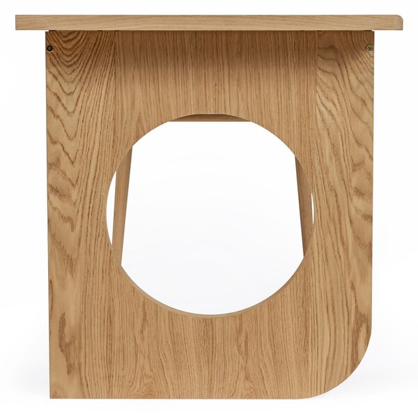 Scrivania Bau in legno ingegnerizzato e massiccio, dimensioni 140 x 70 x h75 cm, peso 34 Kg, finitura quercia