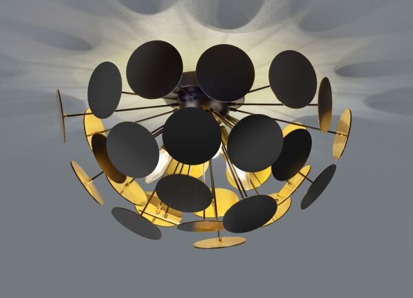 Plafoniera sfera tondi metallo discalgo 609900332 nero e oro d.54cm
