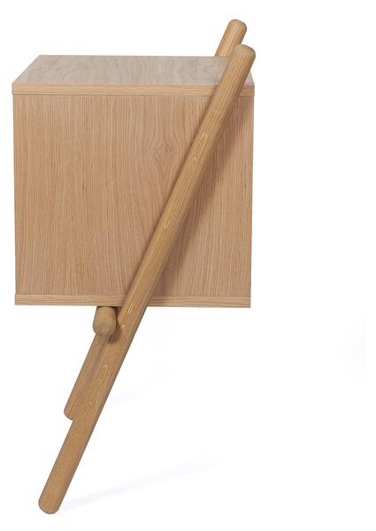 Tavolino Wiru 1D quercia in legno ingegnerizzato e massiccio, dimensioni 51 x 35 x h70,7 cm, peso 9 Kg, finitura quercia