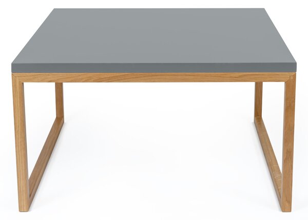 Tavolino Cubis 60 in legno ingegnerizzato e massiccio, dimensioni 60 x 50 x h34 cm, peso 10 Kg, finitura Grigio, rovere