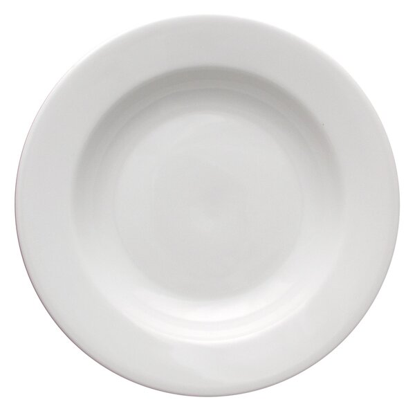 Piatto Fondo in Porcellana Bianca Falda larga rinforzata, rotondo TRENTO 22,5 cm 6 pezzi lavabile in lavastoviglie