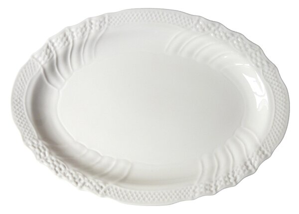 Piatto ovale da portata CONCHIGLIA in porcellana bianca 30,5 CM lavabile in lavastoviglie