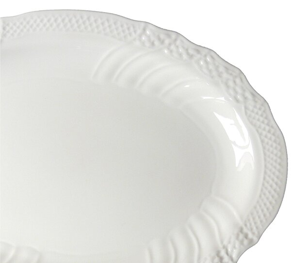 Piatto ovale da portata CONCHIGLIA in porcellana bianca 36 CM lavabile in lavastoviglie
