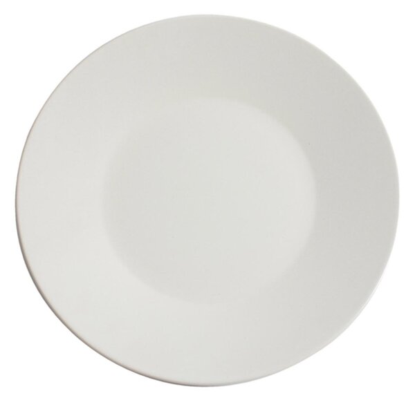 Piatto piano rotondo 6 pezzi in Gres Bianco 26 CM in colore bianco satinato