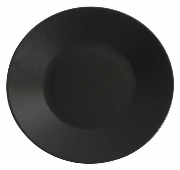 Piatto piano rotondo 6 pezzi in Gres Nero 26 CM in colore nero satinato non lucido