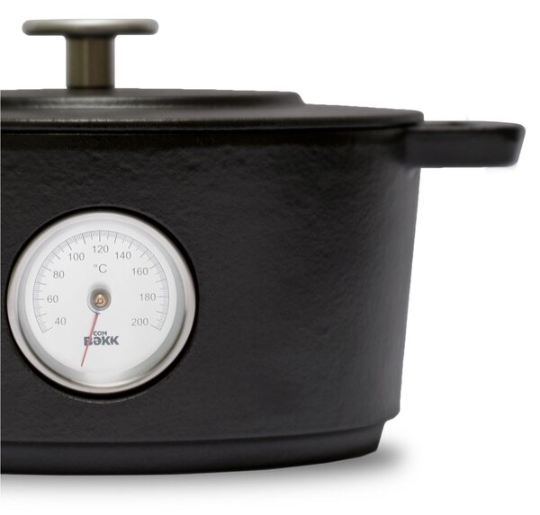 Casseruola Ovale in ghisa con termometro e coperchio � 28 cm Combekk colore nero