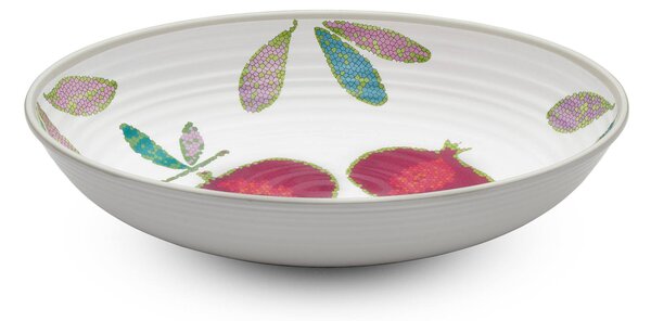 Risottiera, ovale da portata in melamina Melograno � 33,5x23,5xh 6,5 cm certificato per l'uso alimentare BPA free Colore Bianco Magenta Verde